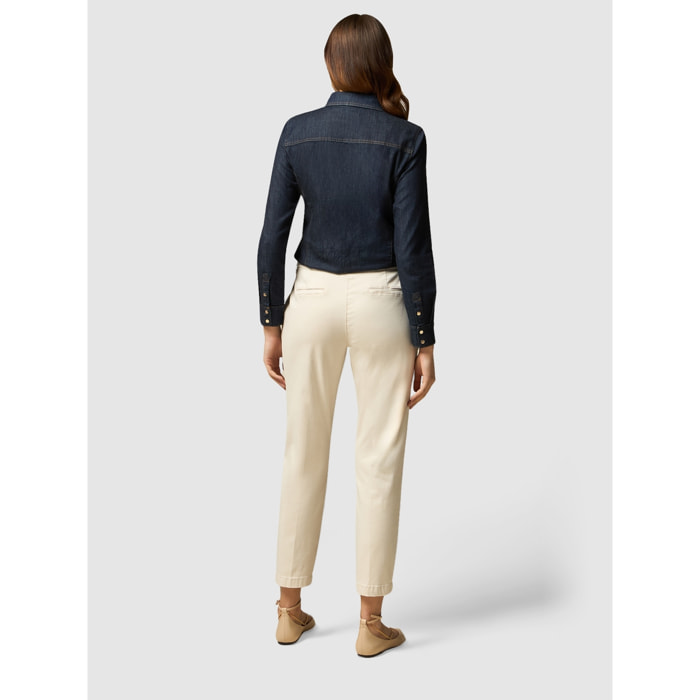 Oltre - Pantaloni a sigaretta misto tencel - Beige