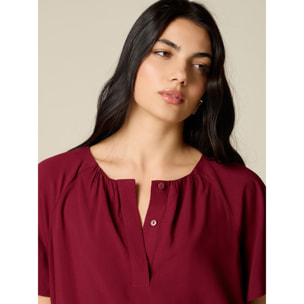 Oltre - Blusa in viscosa con drappeggio - Bordeaux