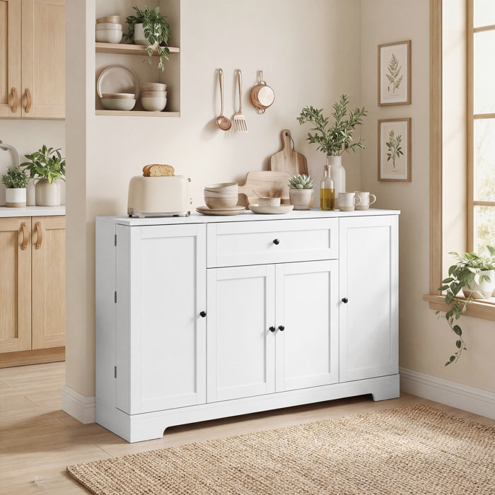 Buffet tiroir 4 portes racks-porte étagères réglables bois blanc