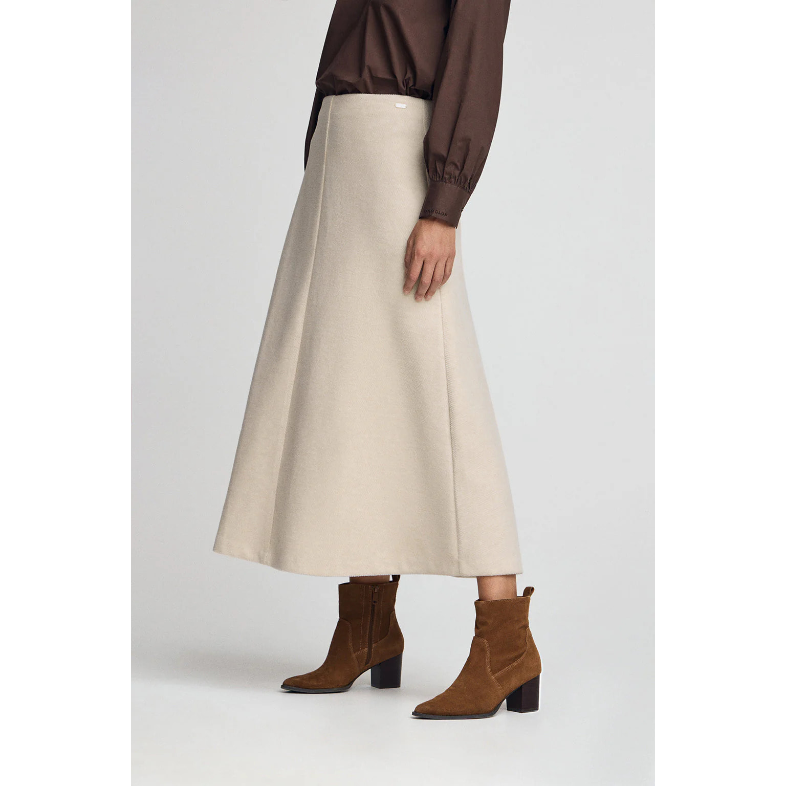 Gonna in lana Aria ecrù con dettagli Polo Club
