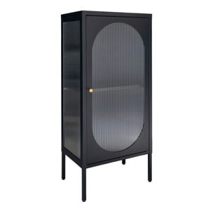 Adelaide Vetrina in Acciaio Nero con Porta in Vetro Rigato
