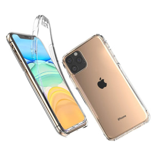 Coque compatible avec iPhone 11 Pro 360° intégrale protection avant arrière silicone transparente