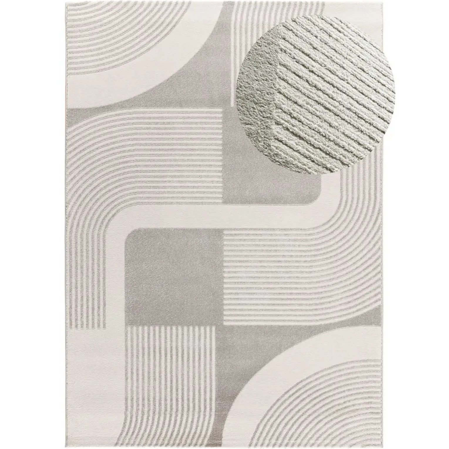 FLORA Alfombra geométrica con relieve en beige y gris, varias medidas disponibles