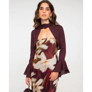 Chaqueta corta con mangas de gasa de mujer
