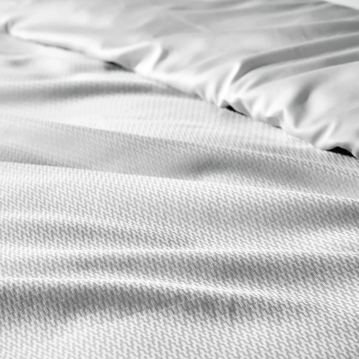 Housse de couette satin de coton motif jacquard gris Vibrato glacier