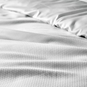Housse de couette satin de coton motif jacquard gris Vibrato glacier