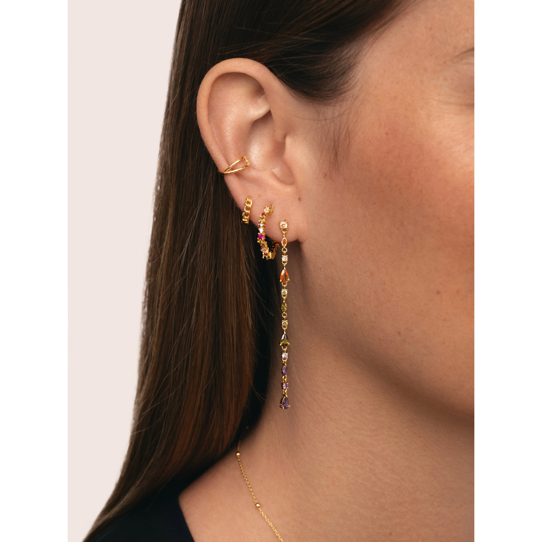 Pendientes Aro Estellar Colors Baño Oro