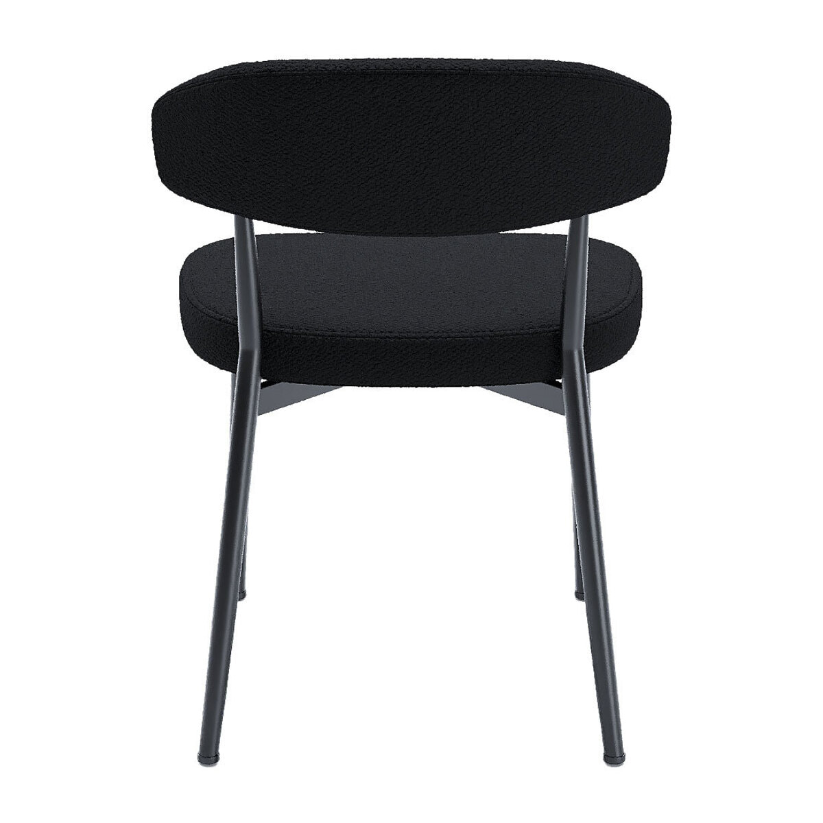 Lot de 2 chaises de salle à manger en tissu bouclette gris anthracite & métal noir
