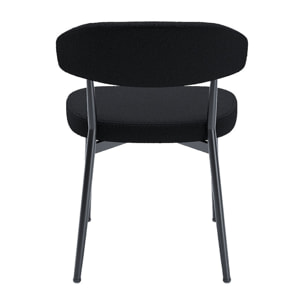Lot de 2 chaises de salle à manger en tissu bouclette gris anthracite & métal noir