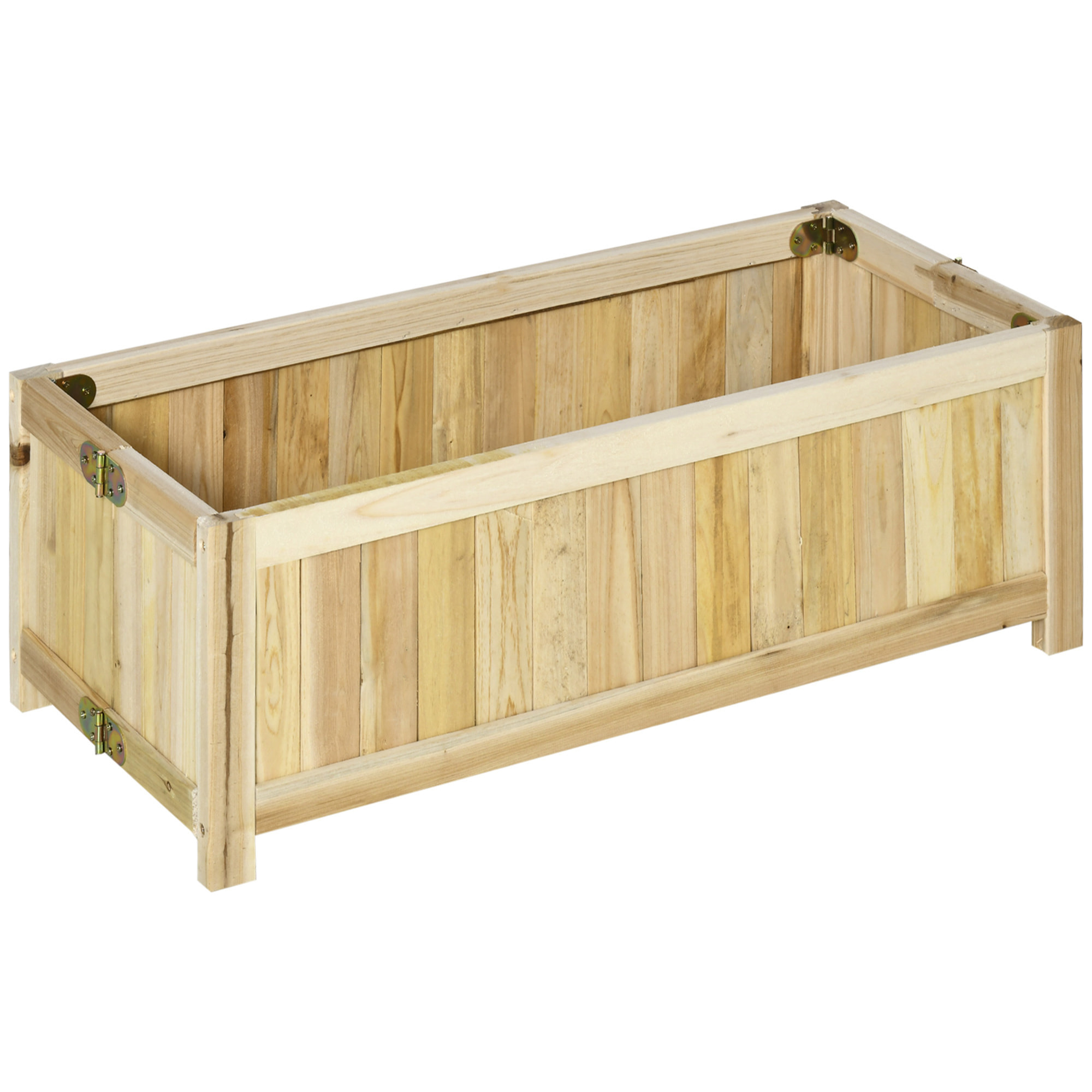 Jardinière sur pied pliable bac à fleurs dim. 70L x 30l x 25H cm corps aspect lattes bois sapin pré-huilé