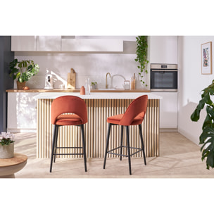 Tabouret de bar design en velours noir et métal H69 cm BELLEROSE