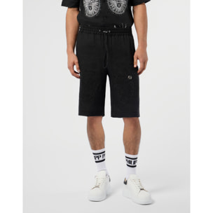 PHILIPP PLEIN Embroidered Linen Bowling Shorts Tattoo Strass