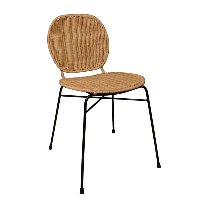 Lot de 2 chaises en rotin et pieds en métal NINA