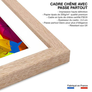 Affiche ciel de parapluies Affiche sous cadre bois