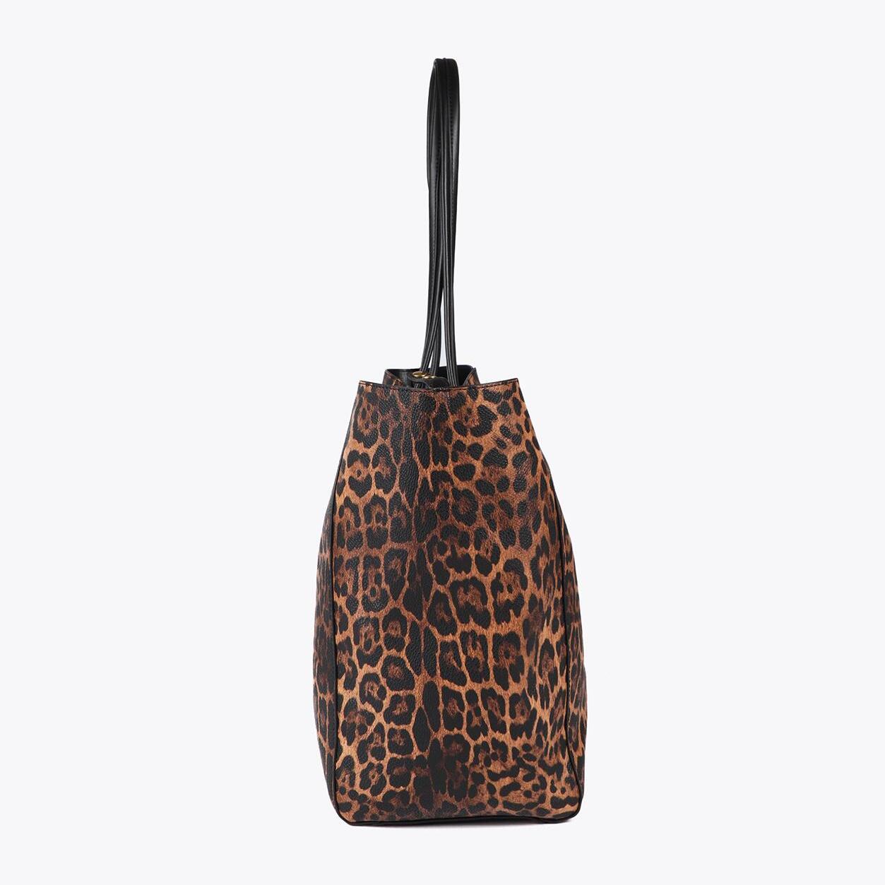 Borsa shopper stampa leopardo con logo LC