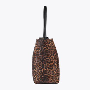 Borsa shopper stampa leopardo con logo LC