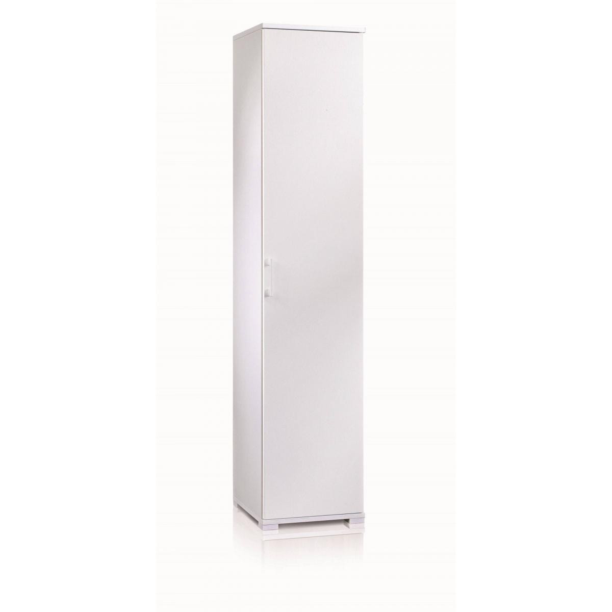 Armadio multiuso Aquilegia, Mobile lineare a 1 Anta battenti e 4 ripiani regolabili, Mobile a colonna per bagno, 100% Made in Italy, Cm 45x45h195, Bianco