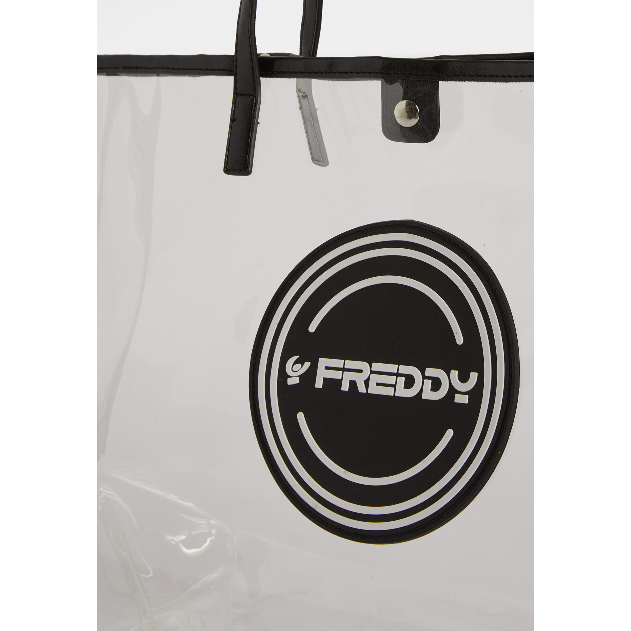 Borsa shopper in pvc trasparente con logo tondo