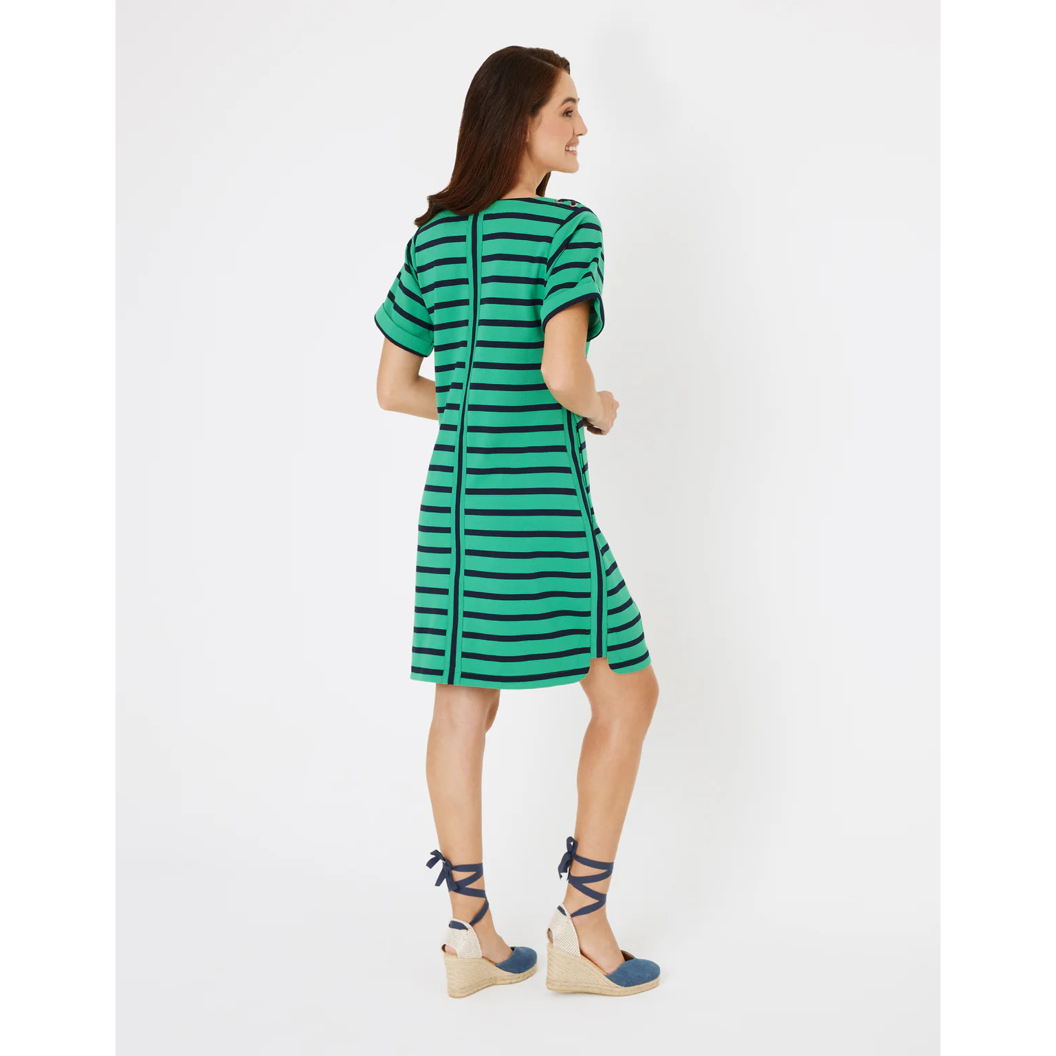 Vestido Corto Rayas Verde - Marini