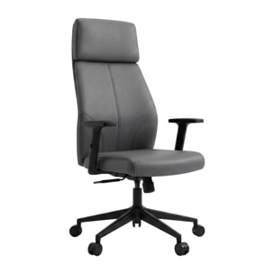 Sylicon - Sedia Da Ufficio Ergonomica 50x130x70 cm Poltrona Direzionale Comoda con Ruote Girevoli in Similpelle Grigia