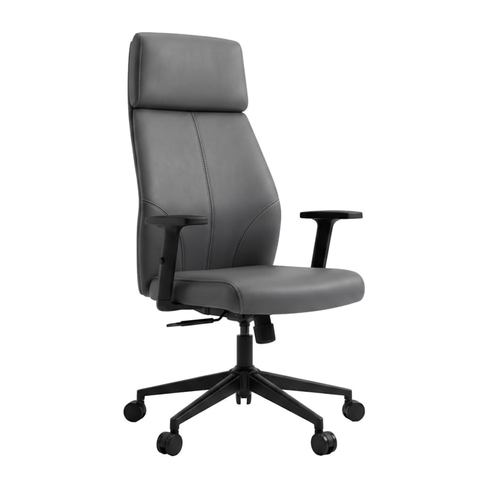 Sylicon - Sedia Da Ufficio Ergonomica 50x130x70 cm Poltrona Direzionale Comoda con Ruote Girevoli in Similpelle Grigia