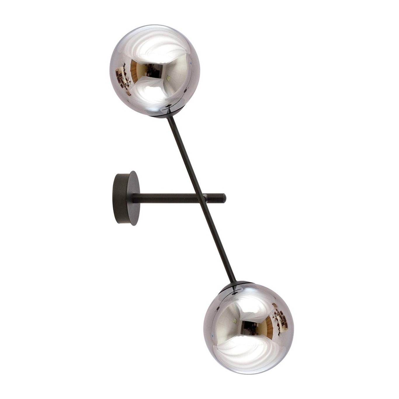 Lampada da parete LINEAR in acciaio nero con paralumi in vetro grafite