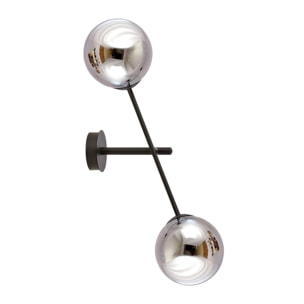 Lampada da parete LINEAR in acciaio nero con paralumi in vetro grafite