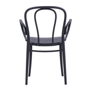 Set di 2 sedie NEWCASTLE in polipropilene antracite con braccioli, impilabili