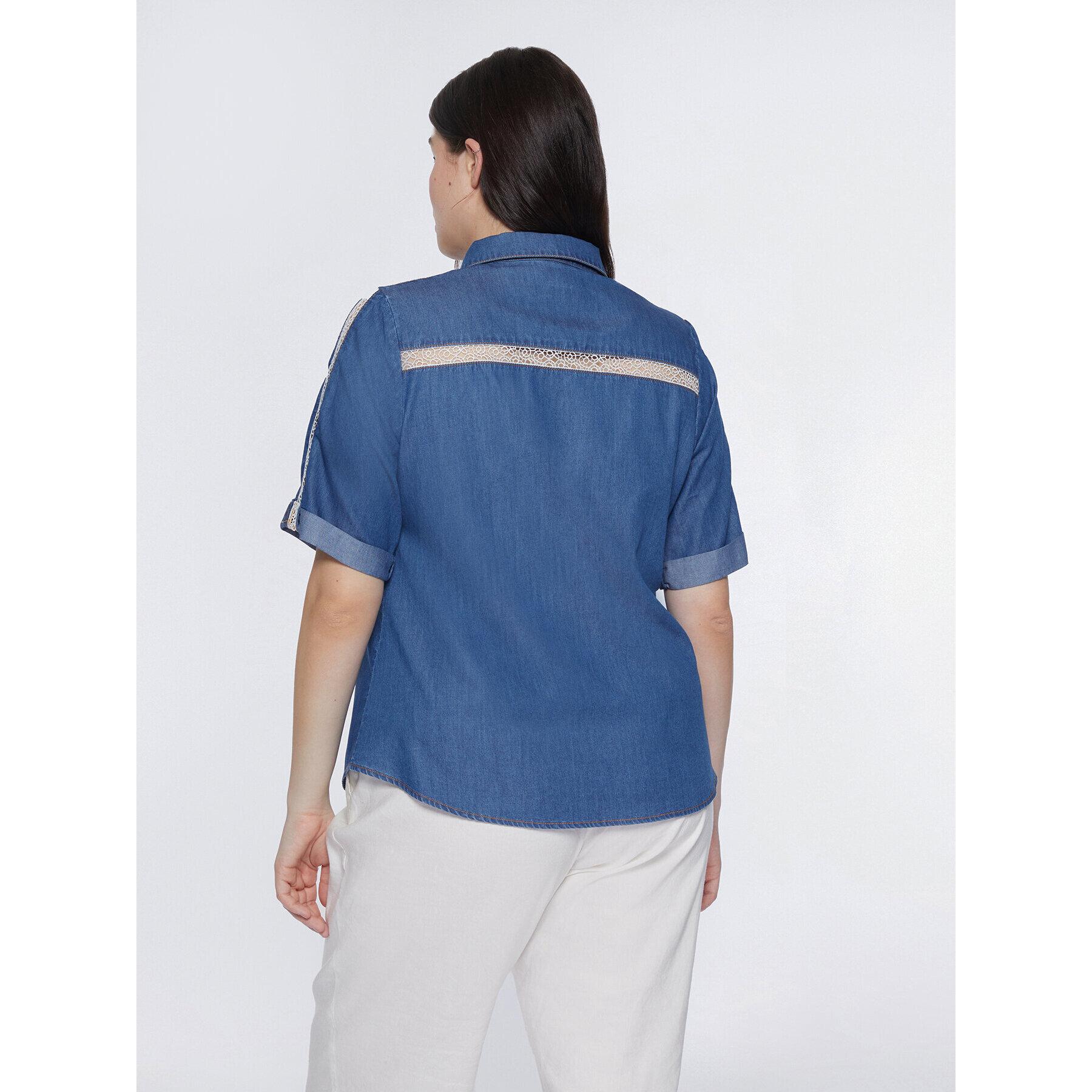 Fiorella Rubino - Camicia con inserti in macramé - Blu