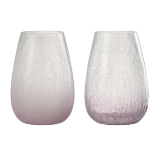 J-Line bougeoir Forme Oeuf Craquele - verre - mauve - large - 2 pcs