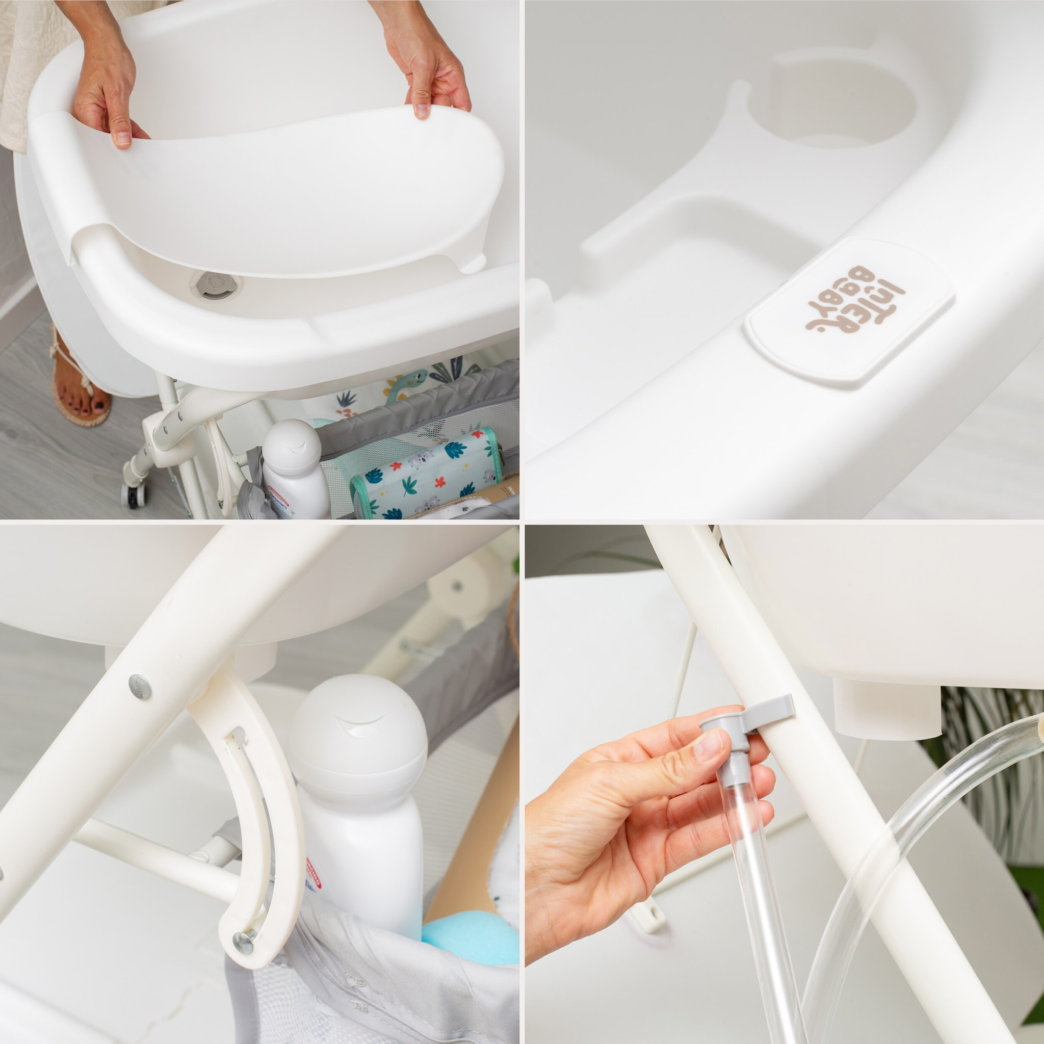 Bañera Bebe Plegable con Cambiador y Hamaca, modelo Dino
