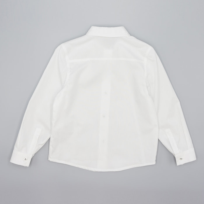 Camisa de popelín blanco manga larga. Con cuello italiano.