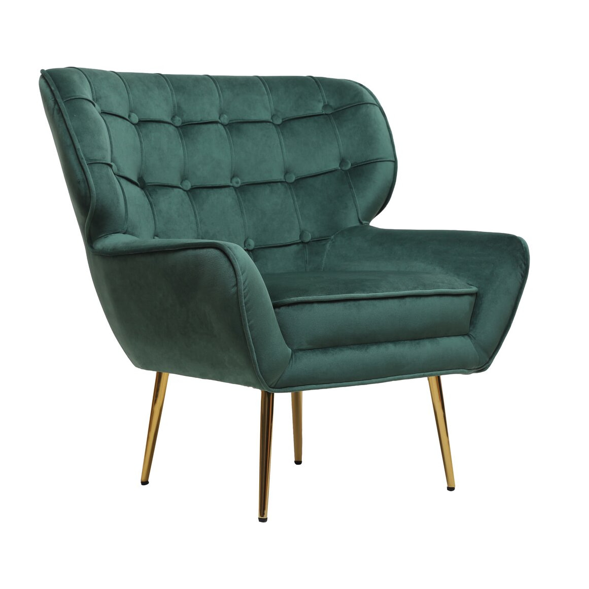 Fauteuil en velours "Austin" - 79 x 71 x 79.5 cm - Vert