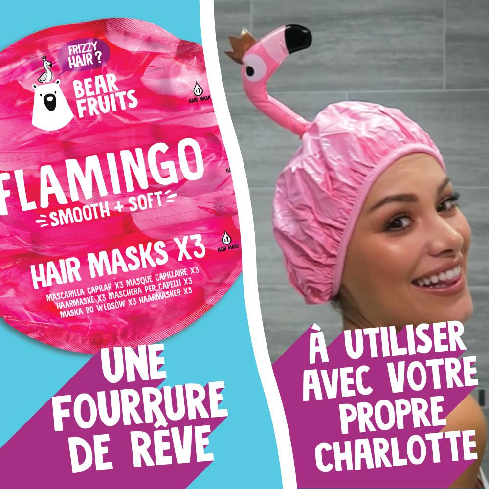 Masques Capillaires - Bear Fruits - Flamant Rose : Lisse et Soyeux - Pack de 9