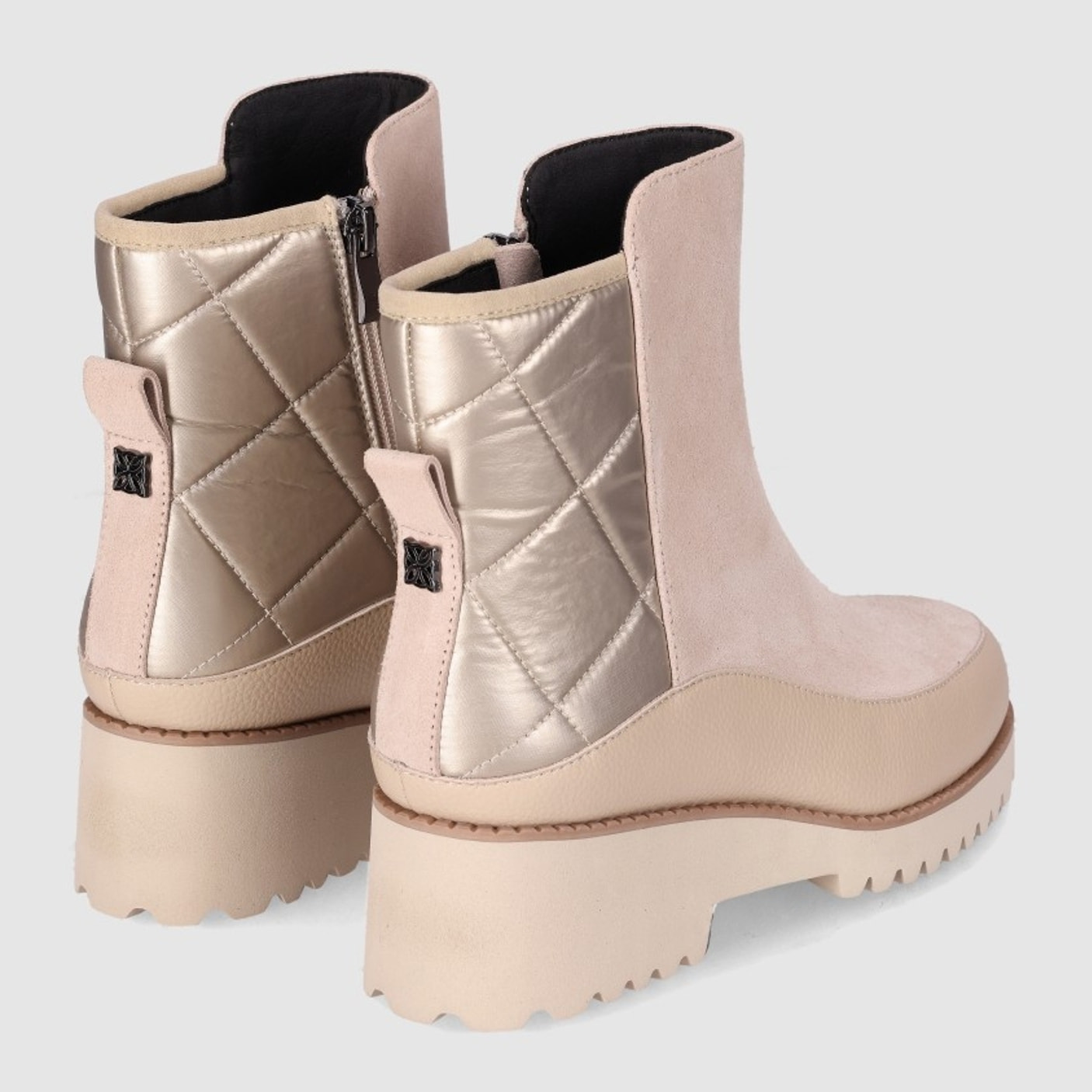 Botines de Serraje - Taupe - Tacón: 5 cm