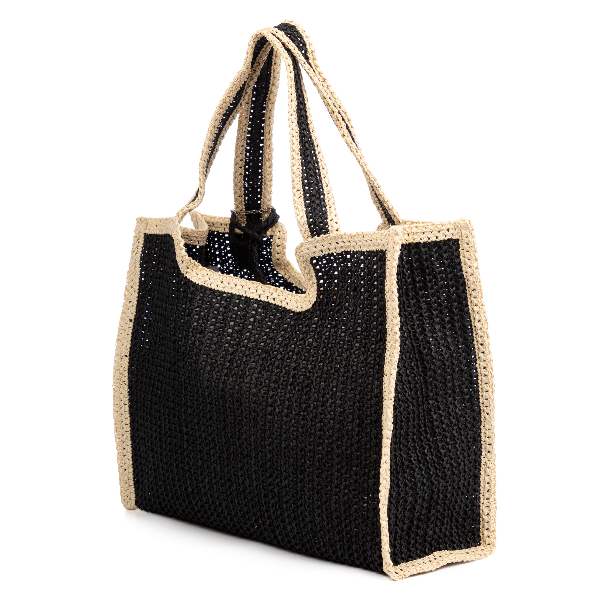 Bergamasco Bolso shopper Mujer. Fabricado en paja trenzada diseño "Love Me".