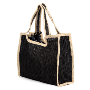 Bergamasco Bolso shopper Mujer. Fabricado en paja trenzada diseño "Love Me".