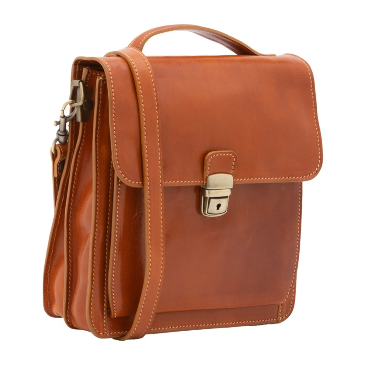 Borsa a tracolla uomo in vera pelle - Modello False - Made in Italy - 26.0 x 23.5 x 9.0 cm
