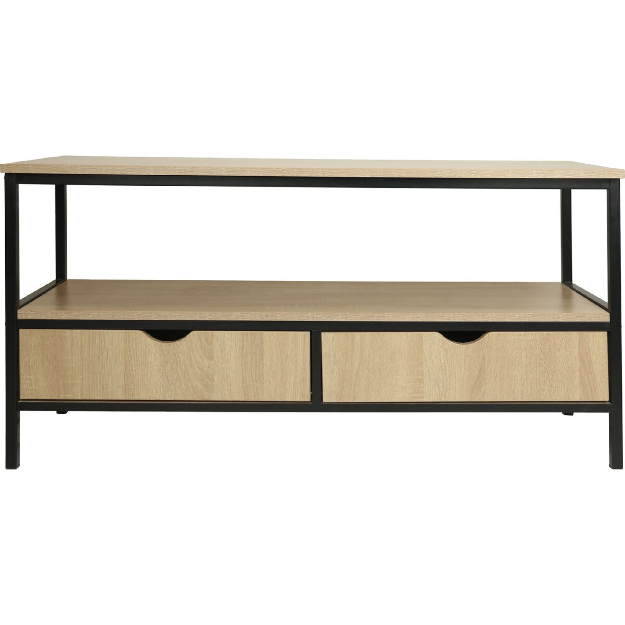 Meuble TV avec tiroir style industriel "Detroit" - 113 x 40 x 55 cm - Beige