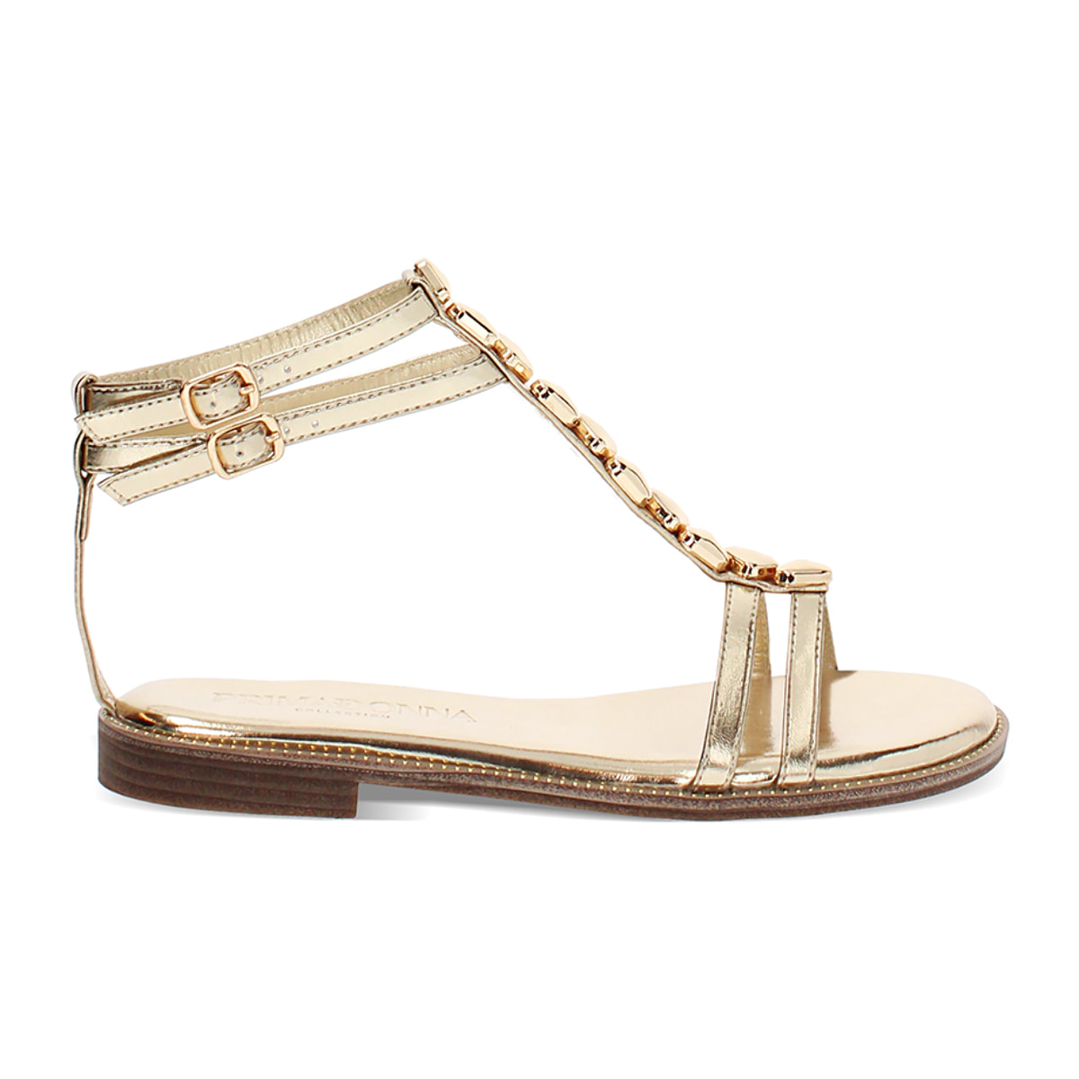 Sandali bassi donna oro in laminato