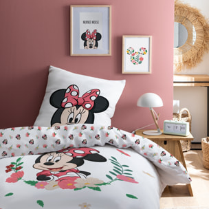 Parure de lit imprimée 100% coton, DISNEY HOME MINNIE FLOWER