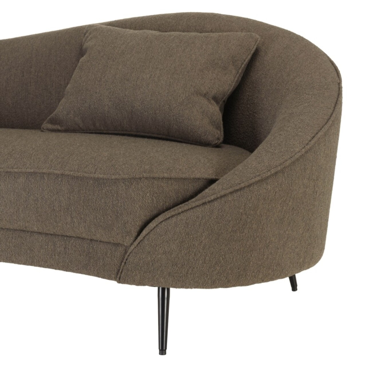 LEOPOLD - Canapé 3 p. tissu bouclette taupe dossier incurvé pieds métal