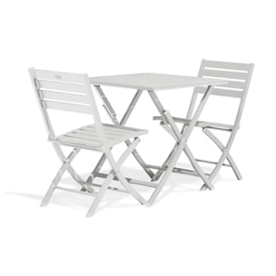 MARIUS - Ensemble repas de jardin 2 places en aluminium gris