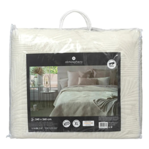 Dessus de lit "Delia" feuille velours blanc ivoire 240x260cm