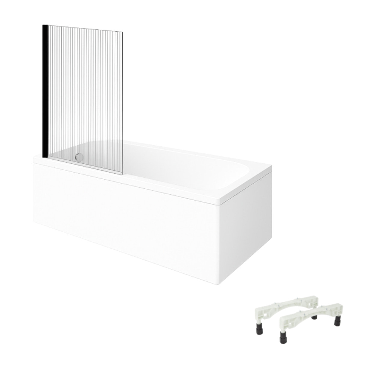 Baignoire droite VILLEROY & BOCH Architectura avec pieds acrylique 140 x 70 cm  + Pare bain gauche AURYS Raywall Noir mat