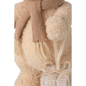 J-Line ours avec cadeau - tissu - beige - small - assortiment de 2