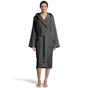 Bassetti Morbido Accappatoio 360 gr con Cappuccio 100% Cotone Uomo Donna Spugna Taglie Forti - ITALY Designed - Collezione VIVIAN - FUMO FA