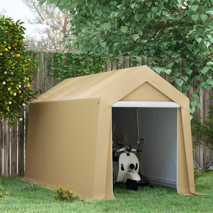 Abri de jardin - abri vélo - tente de stockage dim. 2 x 3,6 m - acier galvanisé PE imperméable anti-UV beige
