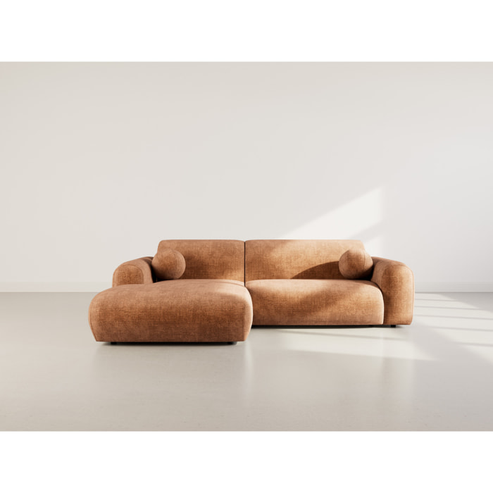 Louise - Canapé d'angle gauche 4 places en velours texturé - Terracotta