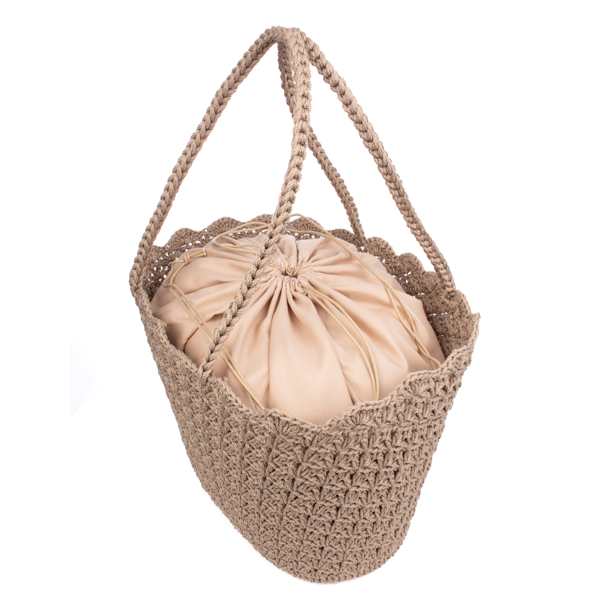 Basentello Bolso de hombro Mujer. Fabricaco en algodón tejido artesanal a mano.